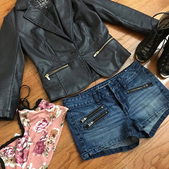 Last Kiss Faux Leather Blazer Jacket - Picture 1 of 7